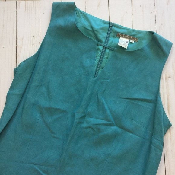ISABELLA BIRD Silk Linen Turquoise Sheath Dress 8 - Picture 3 of 8